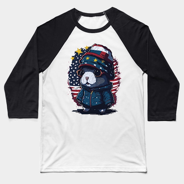 Patriotic Guinea Pig Baseball T-Shirt by By_Russso